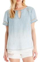 Women's Michael Stars Embroidered Inset Chambray Top - Blue