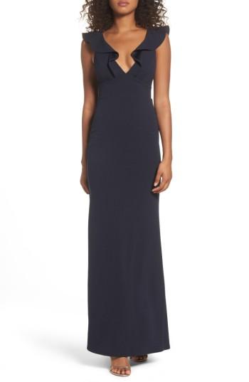 Women's Lulus Perfect Opportunity Ruffle Mermaid Gown - Blue
