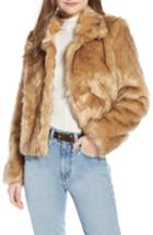 Women's Something Navy Faux Fur Crop Jacket - Brown