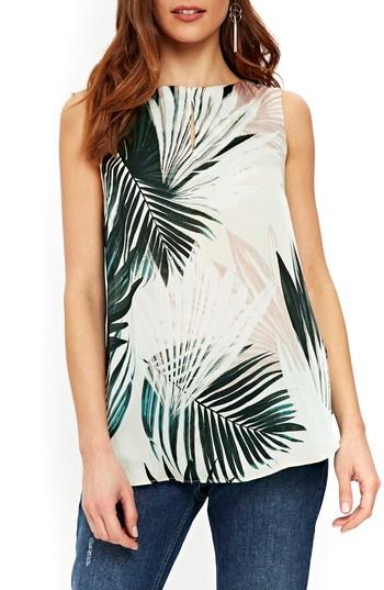 Women's Wallis Twinkle Palm Satin Shell Top Us / 14 Uk - Beige