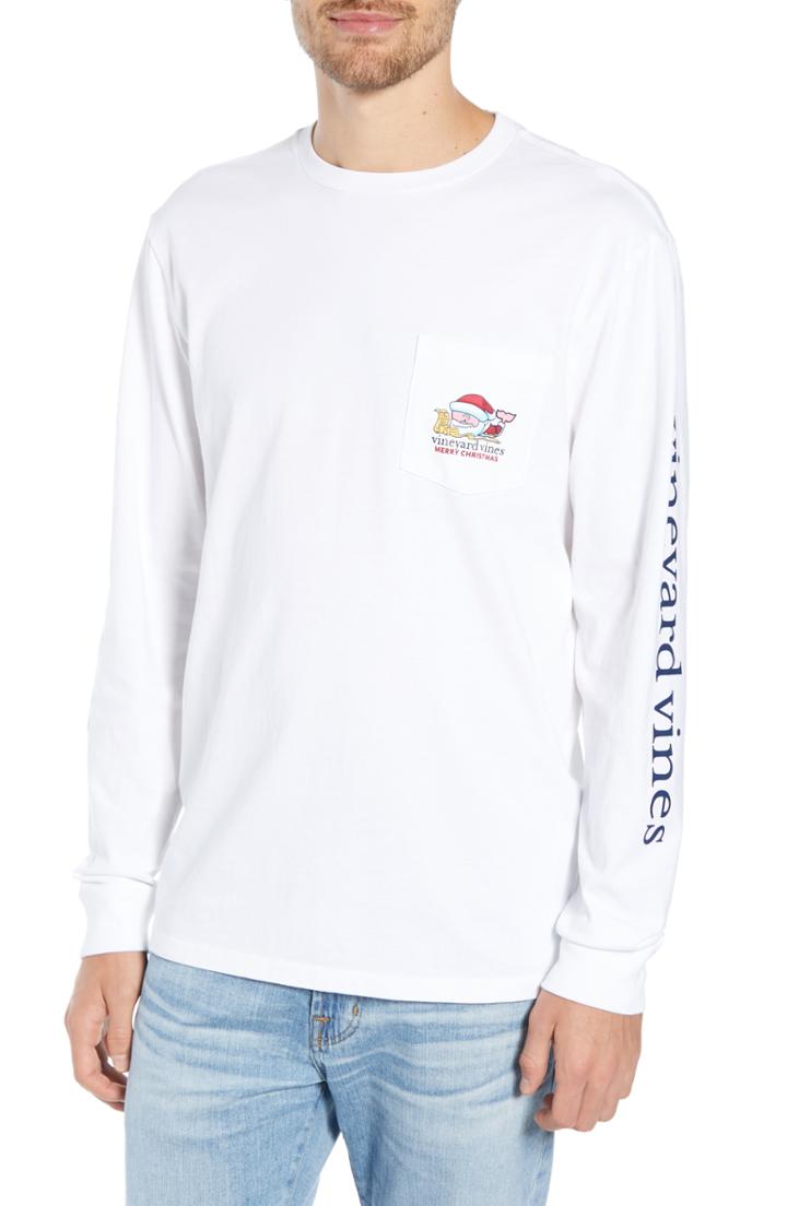 Men's Vineyard Vines Santa Whale Pocket T-shirt - White