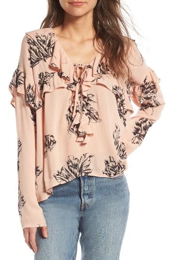 Women's Bp. Print Ruffle Top - Pink