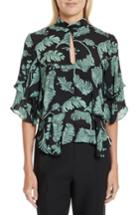 Women's Cinq A Sept Ileana Palm Print Silk Top