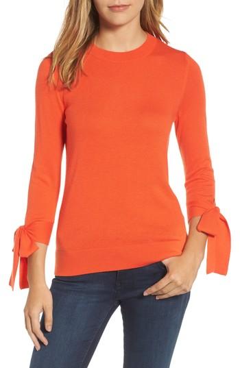 Women's Halogen Tie Sleeve Crewneck Sweater - Red
