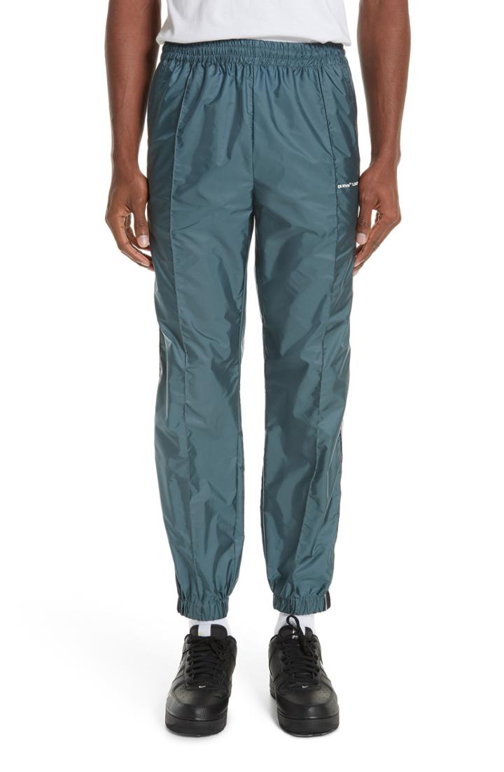 Men's Off-white Nylon Jogger Pants - Black