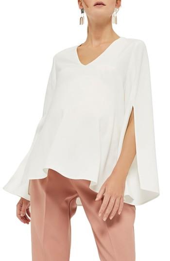 Women's Topshop Split Sleeve Maternity Blouse Us (fits Like 6-8) - Ivory