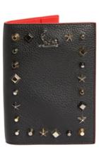 Christian Louboutin Loubipass Empire Studded Leather Passport Case - Black