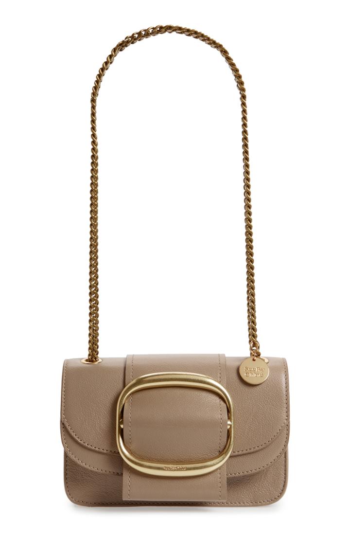 See By Chloe Hopper Leather Shoulder Bag - Grey