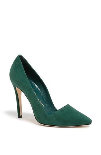 Alice + Olivia 'dina' Suede Pump Emerald Suede