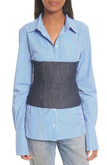 Women's Tibi Raw Denim Corset - Blue