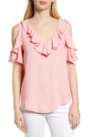 Women's Billy T Ruffled Cold-shoulder Top - Pink