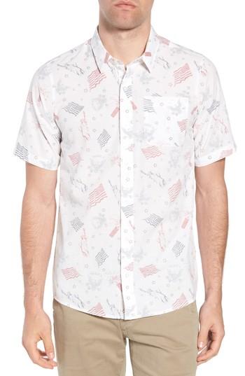 Men's Travis Mathew Black Cat Regular Fit Short Sleeve Sport Shirt - White