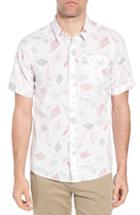 Men's Travis Mathew Black Cat Regular Fit Short Sleeve Sport Shirt - White