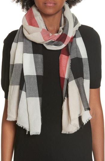 Women's Burberry Cashmere Scarf, Size - Grey