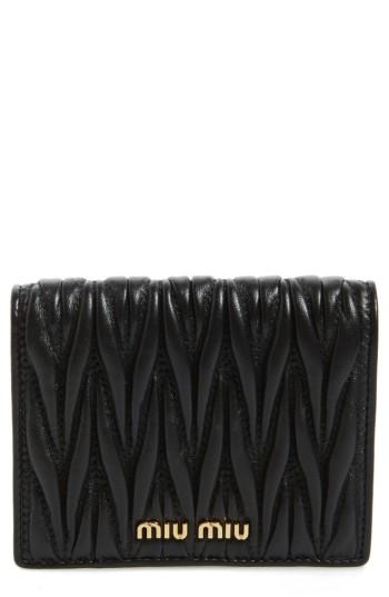 Women's Miu Miu Matelasse Leather Wallet - Black