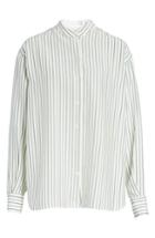 Women's Victoria Beckham Stripe Silk Granddad Shirt Us / 14 Uk - Ivory