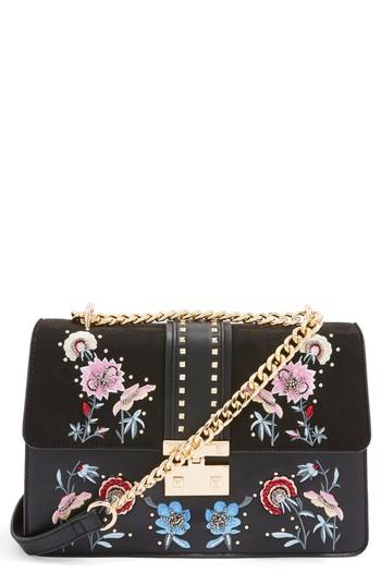 Topshop Darcy Floral Shoulder Bag - Black