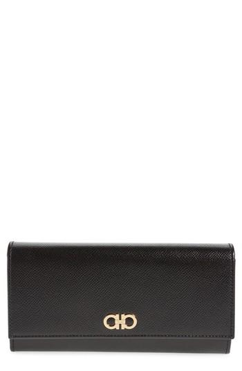 Women's Salvatore Ferragamo Gancio Leather Continental Wallet - Grey