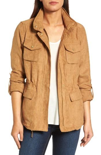 Women's Vince Camuto Faux Suede Utility Jacket - Beige