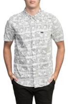 Men's Rvca Flower Block Woven Shirt - White