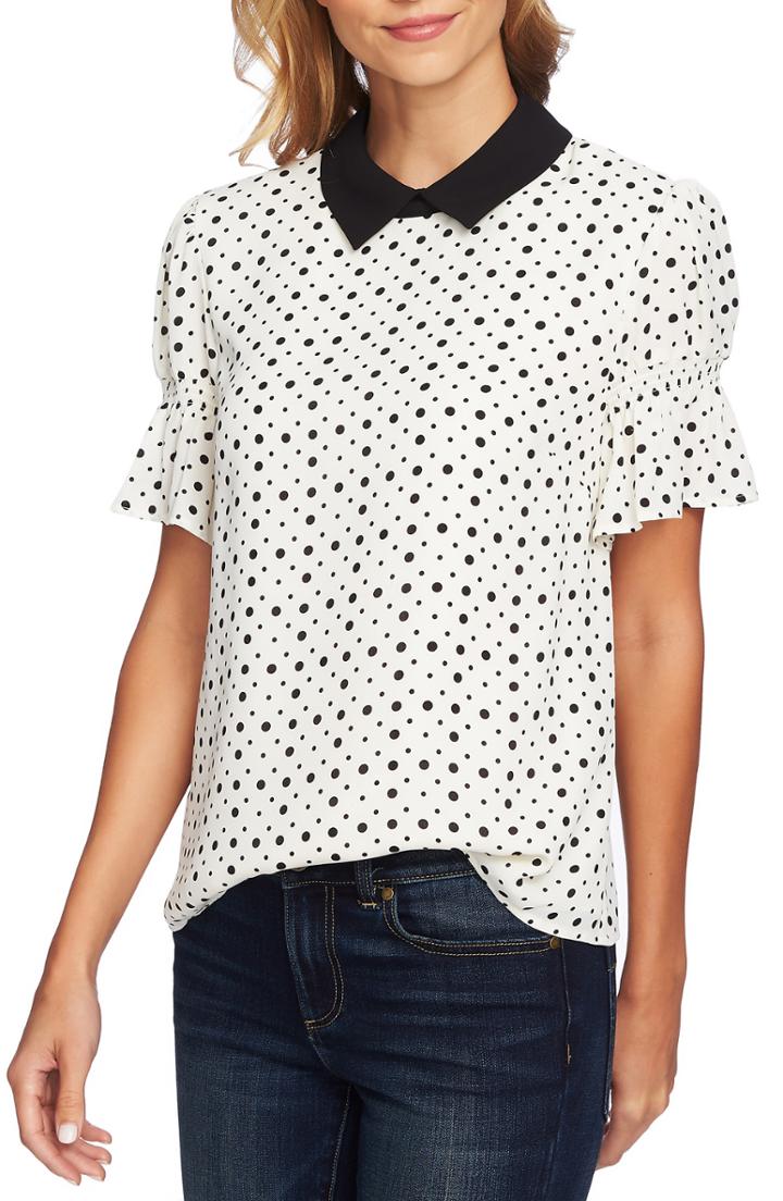 Women's Cece Collared Party Top - White