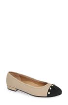 Women's Vaneli Umber Embellished Cap Toe Flat .5 M - Brown