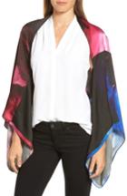 Women's Ted Baker London Impressionist Bloom Silk Cape Scarf, Size - Black