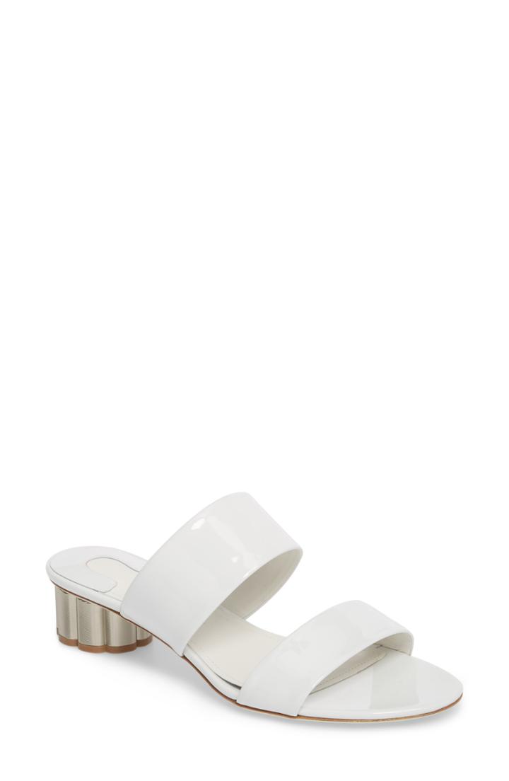 Women's Salvatore Ferragamo Belluno Double Band Slide Sandal B - White