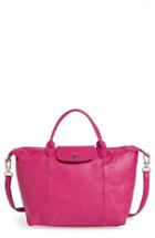 Longchamp 'le Pliage Cuir' Leather Handbag - Pink