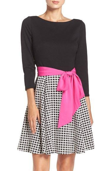 Women's Eliza J Mixed Media Fit & Flare Dress