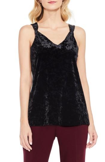 Women's Vince Camuto Crushed Velvet V-neck Tank - Black
