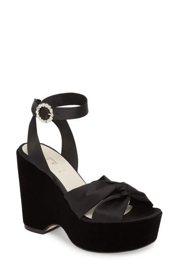 Women's Something Bleu Serena Brocade Platform Sandal .5 M - Black