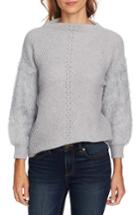 Women's Cece Fuzzy Sleeve Cotton Blend Pullover Sweater, Size - Grey