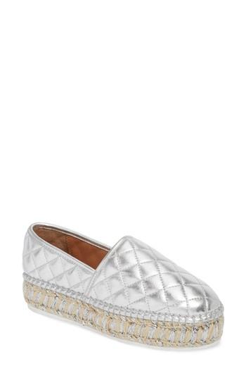 Women's Jslides Renata Quilted Slip-on Platform Flat M - Metallic