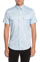 Men's Calibrate Military Trim Fit Non-iron Sport Shirt, Size - Green