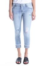 Women's Kut From The Kloth Connie Distressed Frayed Hem Ankle Skinny Jeans X - Blue
