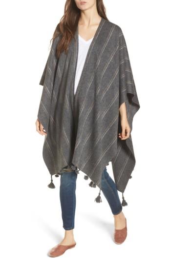 Women's Madewell Stripe Poncho Scarf, Size - Grey