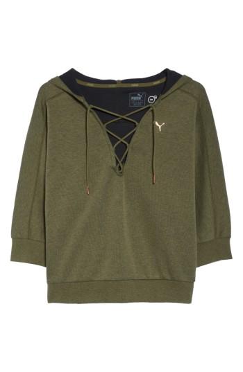 Women's Puma Yogini Lace-up Hoodie - Green