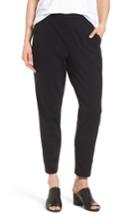 Petite Women's Eileen Fisher Stretch Organic Cotton Slim Slouchy Ankle Pants, Size P - Black