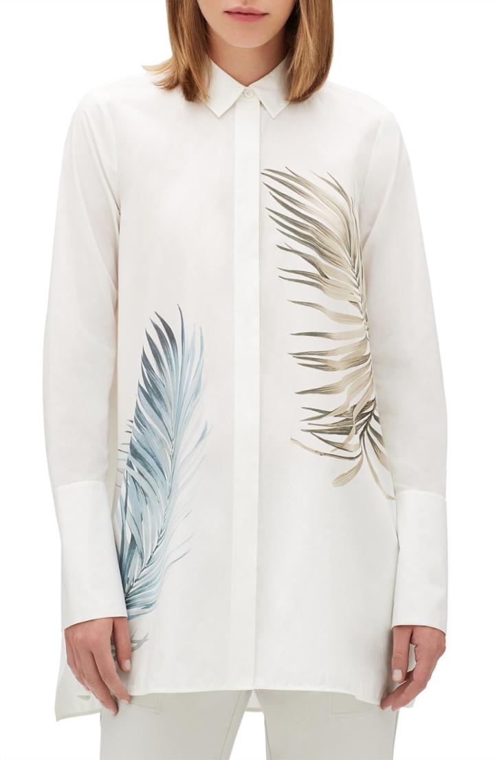 Women's Lafayette 148 New York Porto Placed Palms Cotton Tunic - White