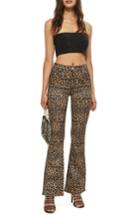 Women's Topshop Moto Leopard Print Flare Jeans W X 30l (fits Like 24w) - Brown
