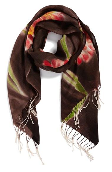 Women's La Fiorentina Floral Wool Scarf, Size - Brown