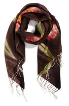 Women's La Fiorentina Floral Wool Scarf, Size - Brown