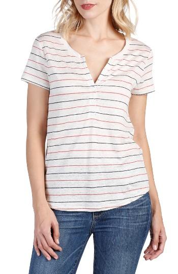 Women's Paige Teodora Stripe Linen Henley Tee - White