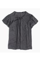 Women's J.crew Flutter Sleeve Polka Dot Top - Black