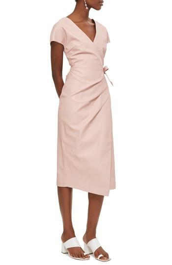 Women's Topshop Wrap Midi Dress Us (fits Like 0-2) - Pink