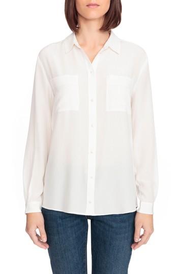 Women's Sezane Boy Silk Shirt Us / 34 Fr - White