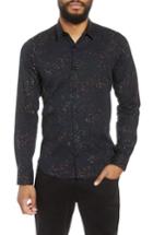 Men's Jared Lang Dot Herringbone Sport Shirt - Black