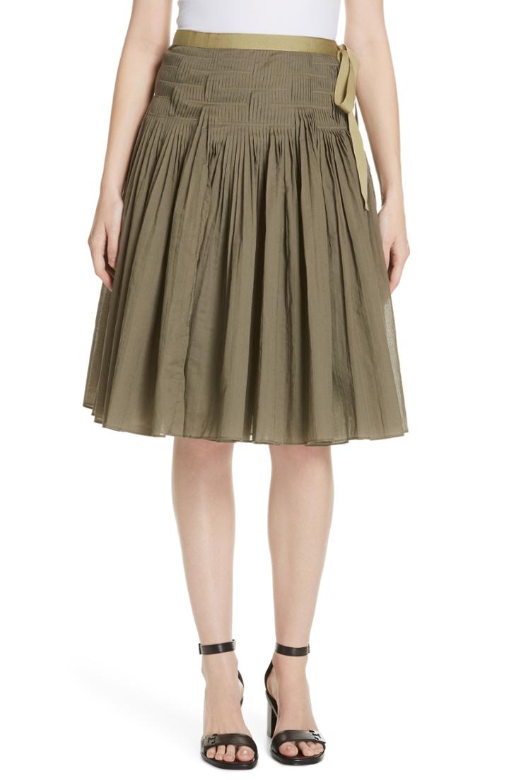 Women's Tory Burch Pleat Cotton Wrap Skirt - Blue/green