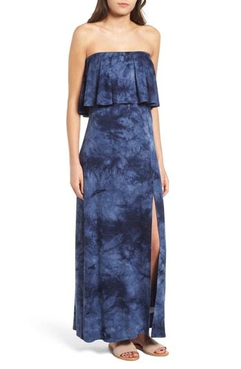 Women's One Clothing Tie Dye Strapless Maxi Dress - Blue